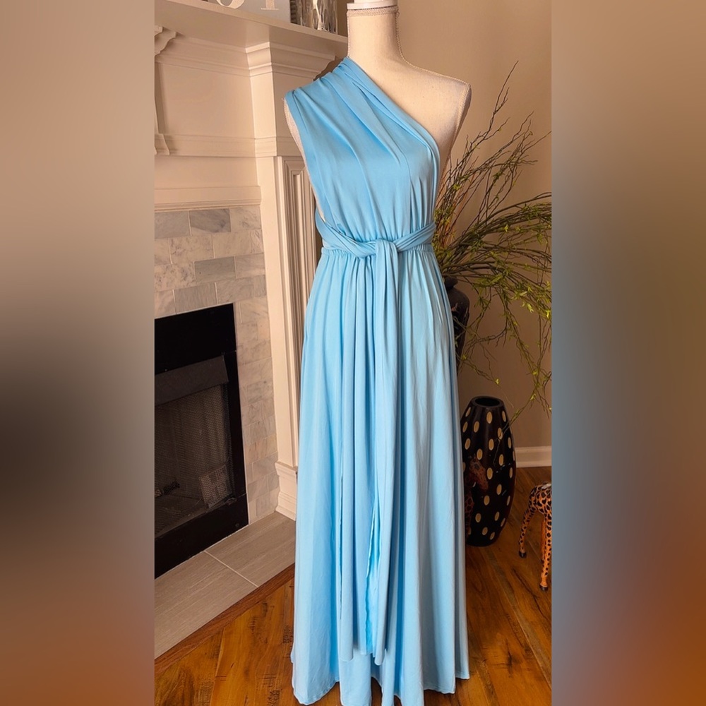 Light Blue Multiway Wrap Maxi Dress - Picture 4 of 5